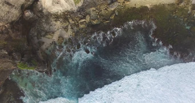 aerials of seacoast and cliff