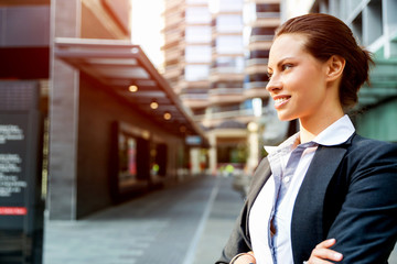 Portrait of business woman smiling outdoor