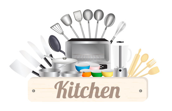 Kitchen wood board with Kitchen tool
