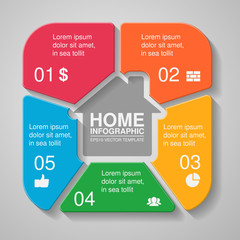 Vector home circular infographic with 6 options
