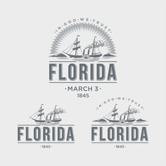 Флорида эмблема штата Америки на светлом фоне