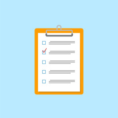 Clipboard with checklist icon. Flat style 
