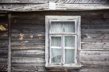 Old wooden cottage window.