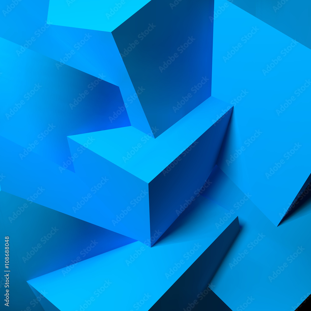 Poster Abstract background with overlapping blue cubes