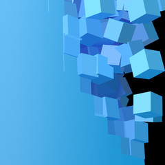 Vector 3D explosion background with cubical particles