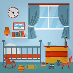 Children Bedroom Interior. Child Furniture and Toys. 