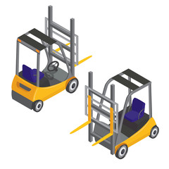 Forklift Transport. Isometric Transportation. Cargo Industry. 