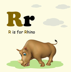Rhino with alphabet