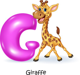 Illustration of G letter for Giraffe