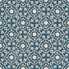 Seamless worn out antique background 252_square cross geometry flower