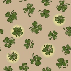 St. Patrick's day seamless background with clovers. Vector illus