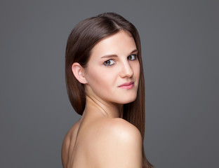 Naklejka premium Young natural woman with great skin complexion