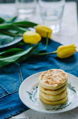 Breakfast whith cheese pancakes