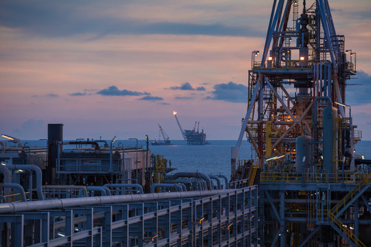 Oil rig in the sunset