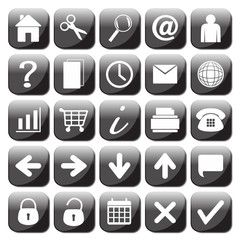 25 Black And White Web Icons Set
