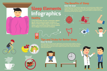 sleep infographics. tips and tricks for better sleep, benefits o