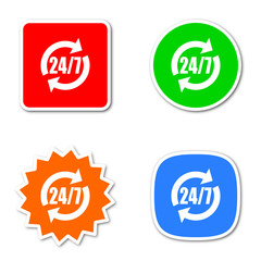 service simple colored vector web internet icon set flat design sticker tag
