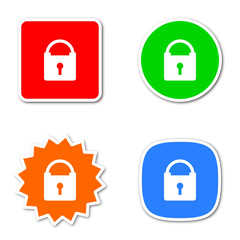 padlock simple colored vector web internet icon set flat design sticker tag
