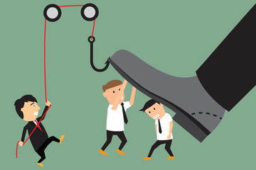 concept of conflict between subordinate and boss. businessman ba