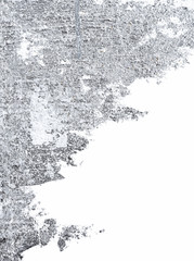 silver painting color on white background. Silver background with copy space.