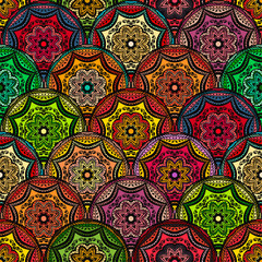 Seamless pattern with beautiful Mandalas. Vector illustration