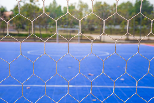Goal net with futsal field