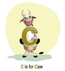 Caw farm animal with alphabate
