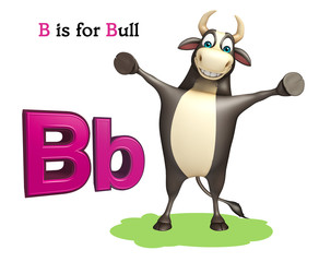 Bull farm animal with alphabate