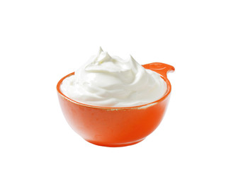 creme fraiche in an orange bowl