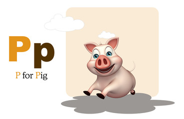 Pig farm animal with alphabet