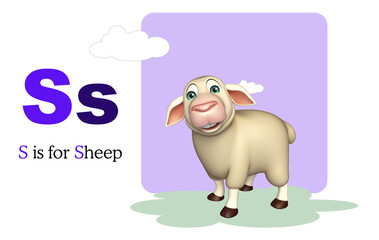 Sheep farm animal with alphabet