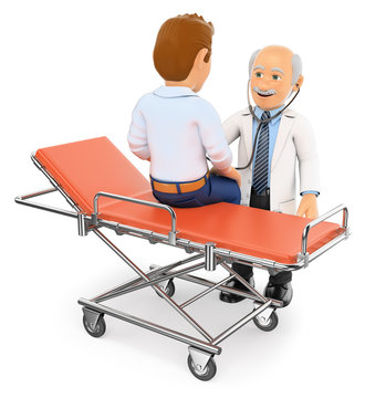 3D Doctor auscultating a patient on a gurney