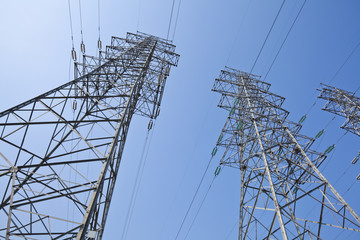 High-voltage power transmission towers