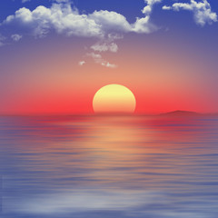 Naklejka na ściany i meble Red sunset over the sea