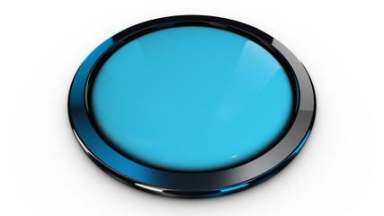 Blank blue button with a stylish blue lighting is not pressed (s - 108699607