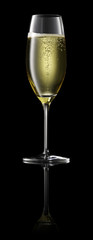 Champagne on black background