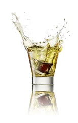 Fotobehang Splash in alcoholic drink on white background © Image Factory