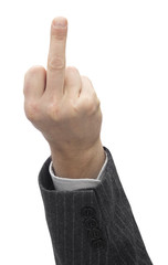 obscene gesture by businessman