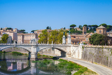 Fototapeta premium Rome cityscape with Ponte Vittorio Emanuele II