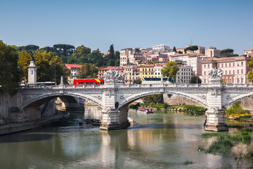 Fototapeta na wymiar Ponte Vittorio Emanuele II, a bridge in Rome