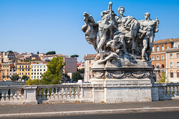 Obraz premium Sculpture of Ponte Vittorio Emanuele II, Rome