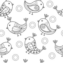 Coloring antistress with cartoon birds