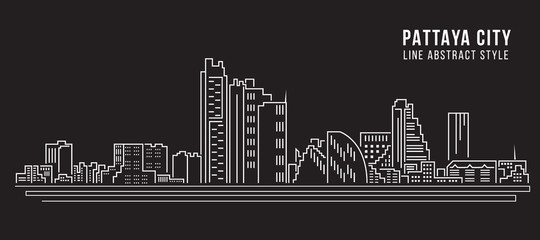 Cityscape Building Line art Vector Illustration design - pattaya city