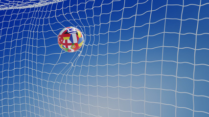 Fußball im Netz vom Tor bei EM © Robert Kneschke