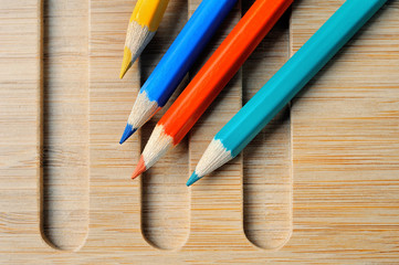 Obraz premium four Color pencil on wooden background