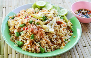 fried rice with fermented pork and vegetable on dish
