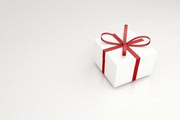 white present box with red ribbon with shadow