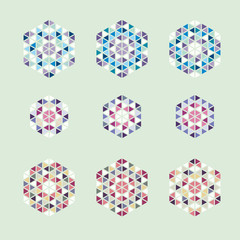 Fototapeta premium Ornamental mosaic logo template set symbols icons