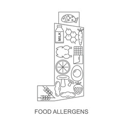 Food allergens. Icons food allergens located inside the inhaler for people with asthma.