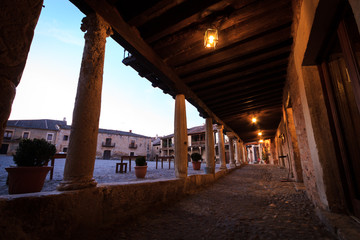 Pedraza main square, a nice town of Segovia, Castilla y Leon, Spain